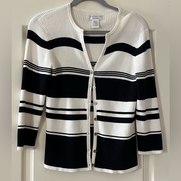 Worthington Sweaters - Worthington essentials Black & White Ribbed Sweater Women’s Size Large